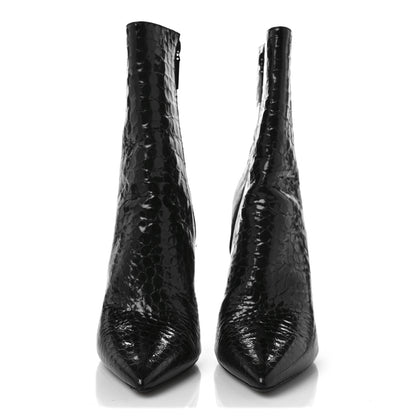 Saint Laurent Alligator Embossed Patent Calfskin Opyum 110 Ankle Boots 40 Black 2 of 10