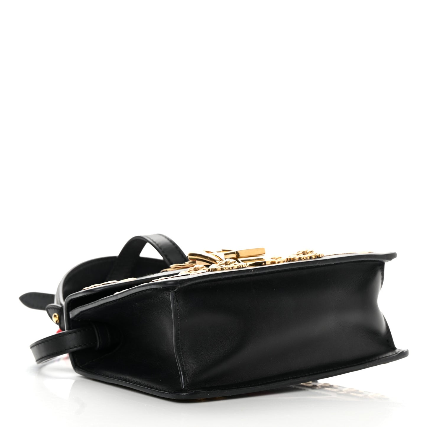 Calfskin Animal Studs Mini Sylvie Top Handle Bag Black