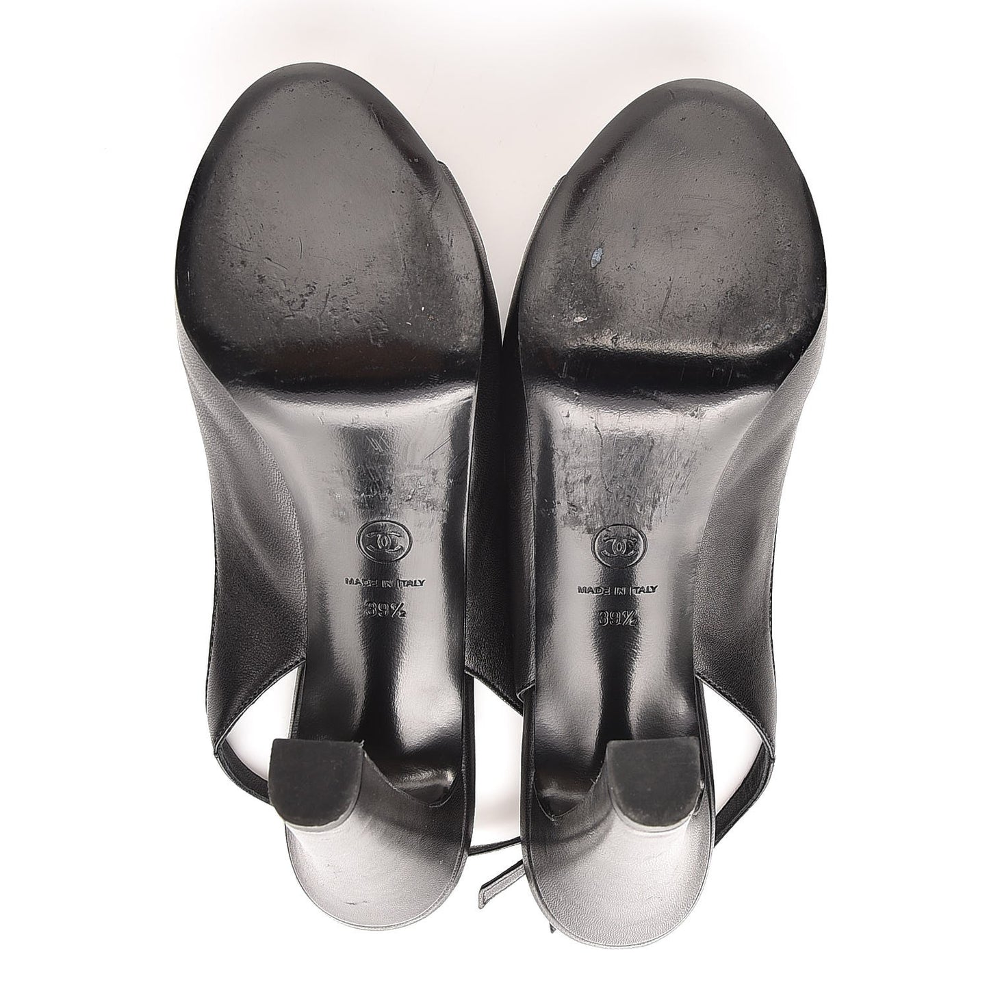 Lambskin Sling Back Peep Toe Pumps 39.5 Black