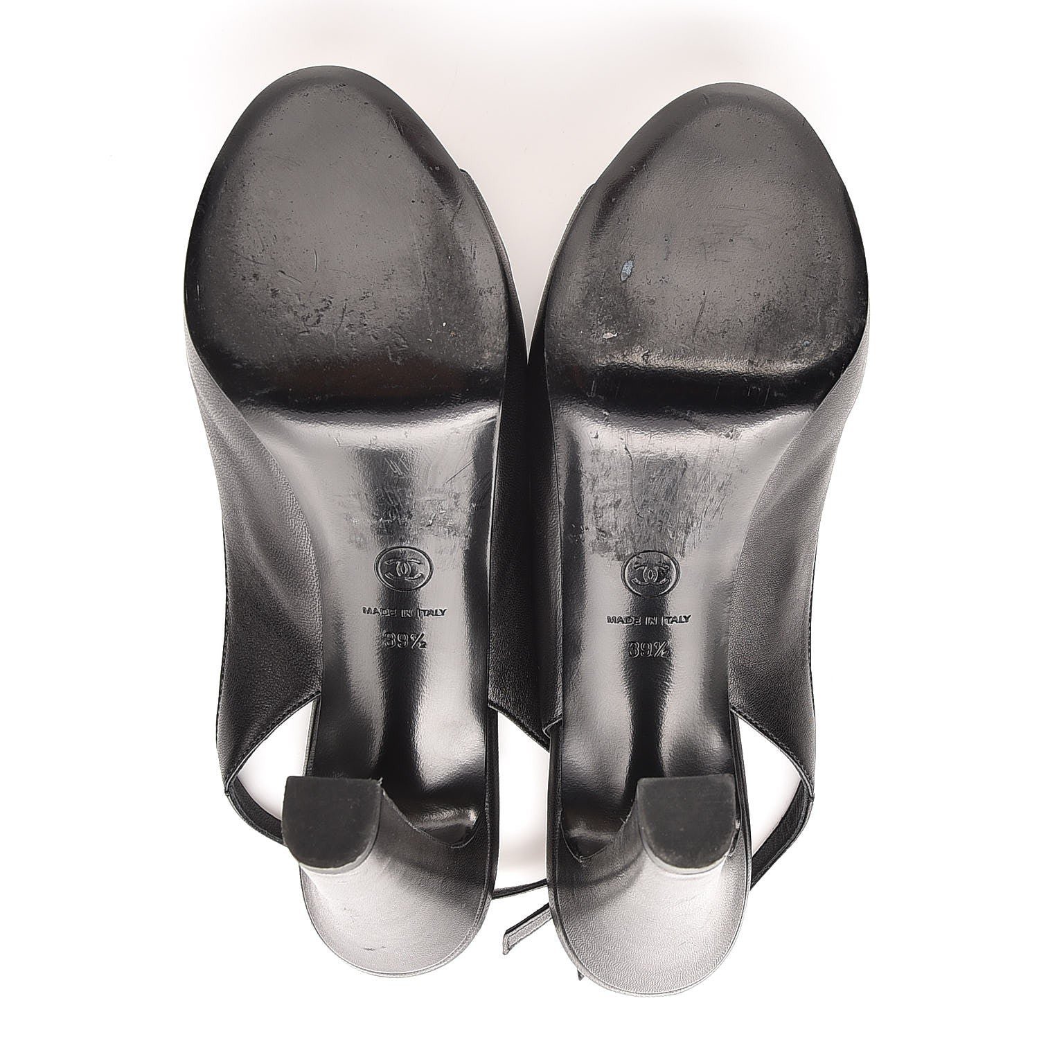 Chanel Lambskin Sling Back Peep Toe Pumps 39.5 Black 5 of 11