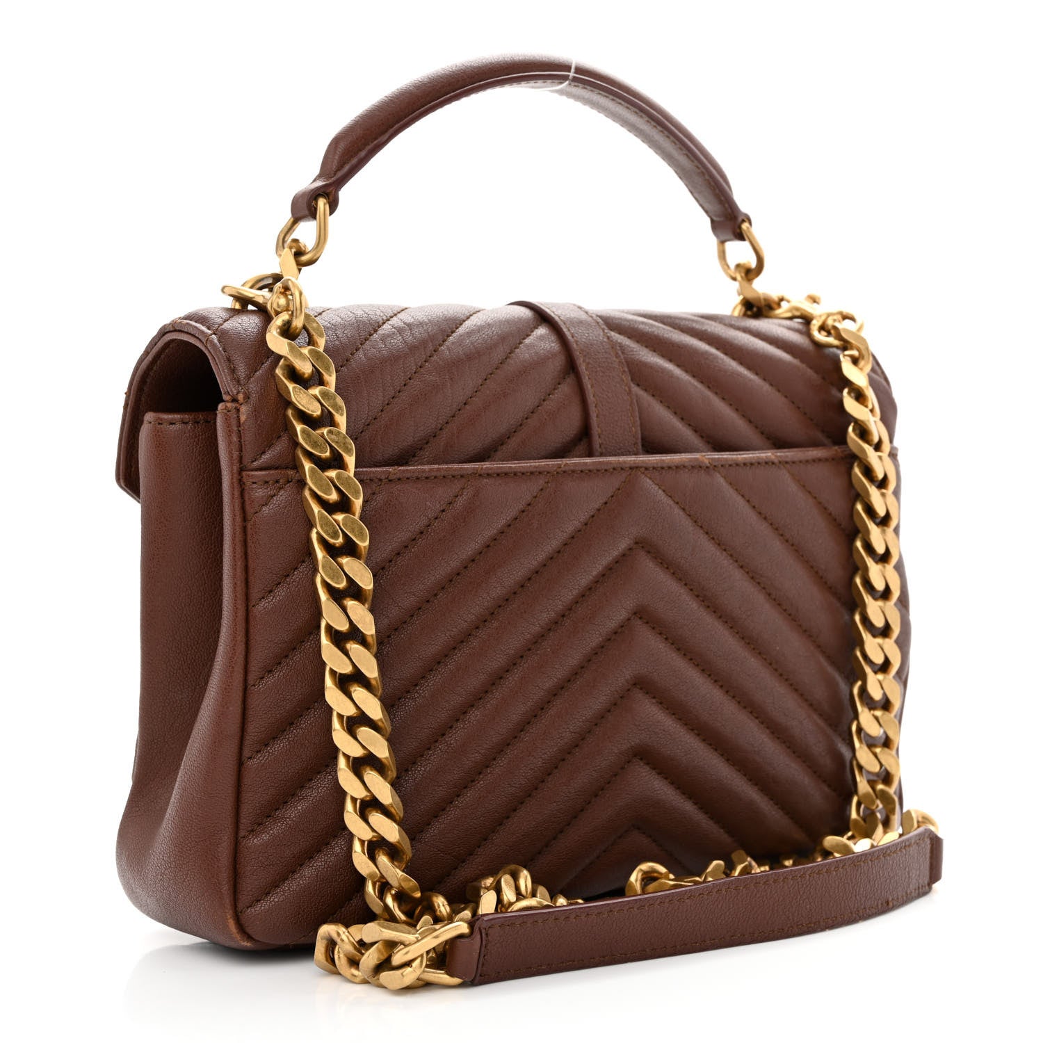 Saint Laurent Sheepskin Matelasse Chevron Monogram Medium College Bag Brick 3 of 15