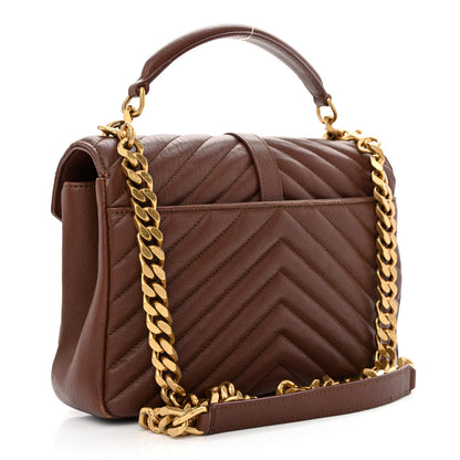 Saint Laurent Sheepskin Matelasse Chevron Monogram Medium College Bag Brick 3 of 15