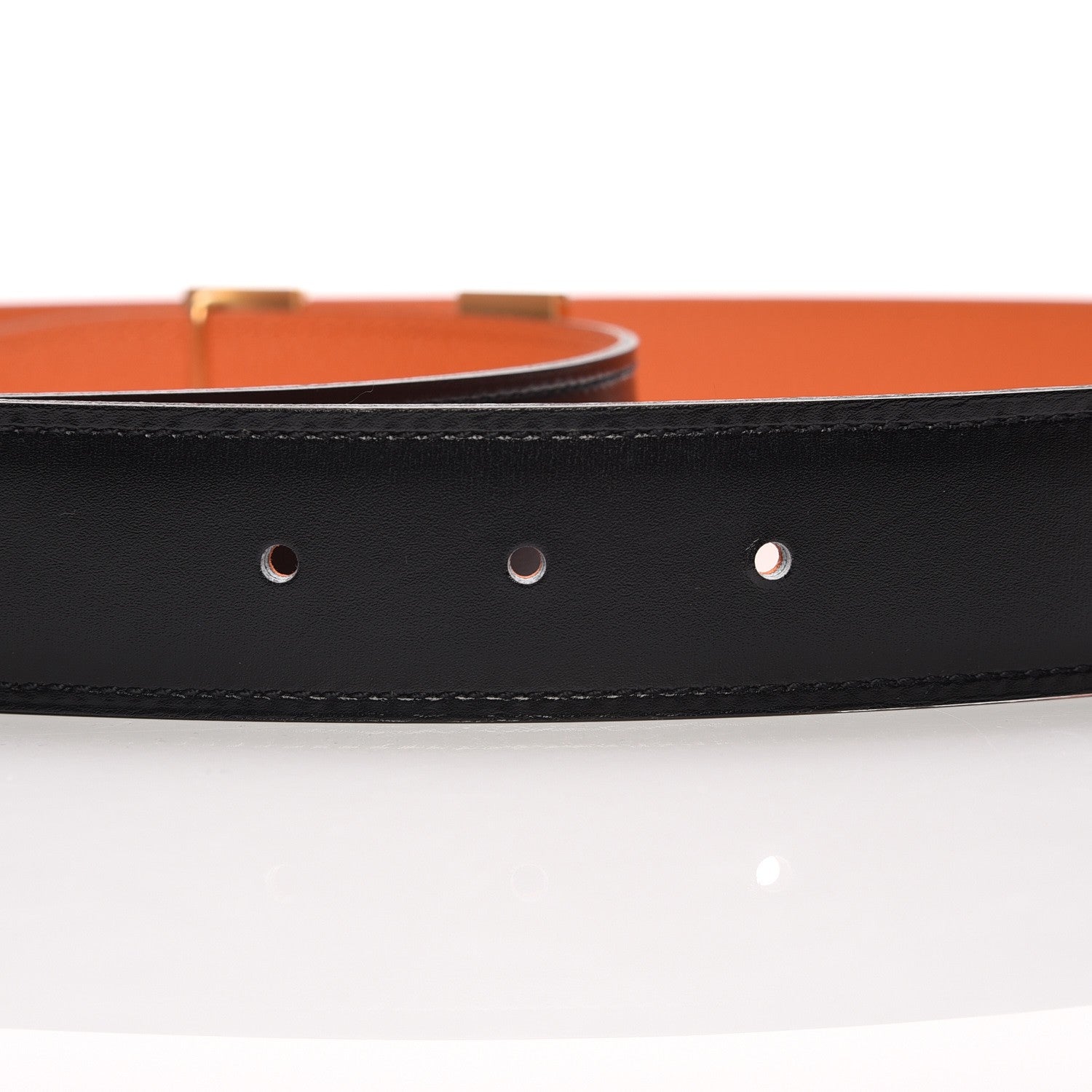 Hermes Box Togo 32mm H Belt 100 Black Orange 4 of 14