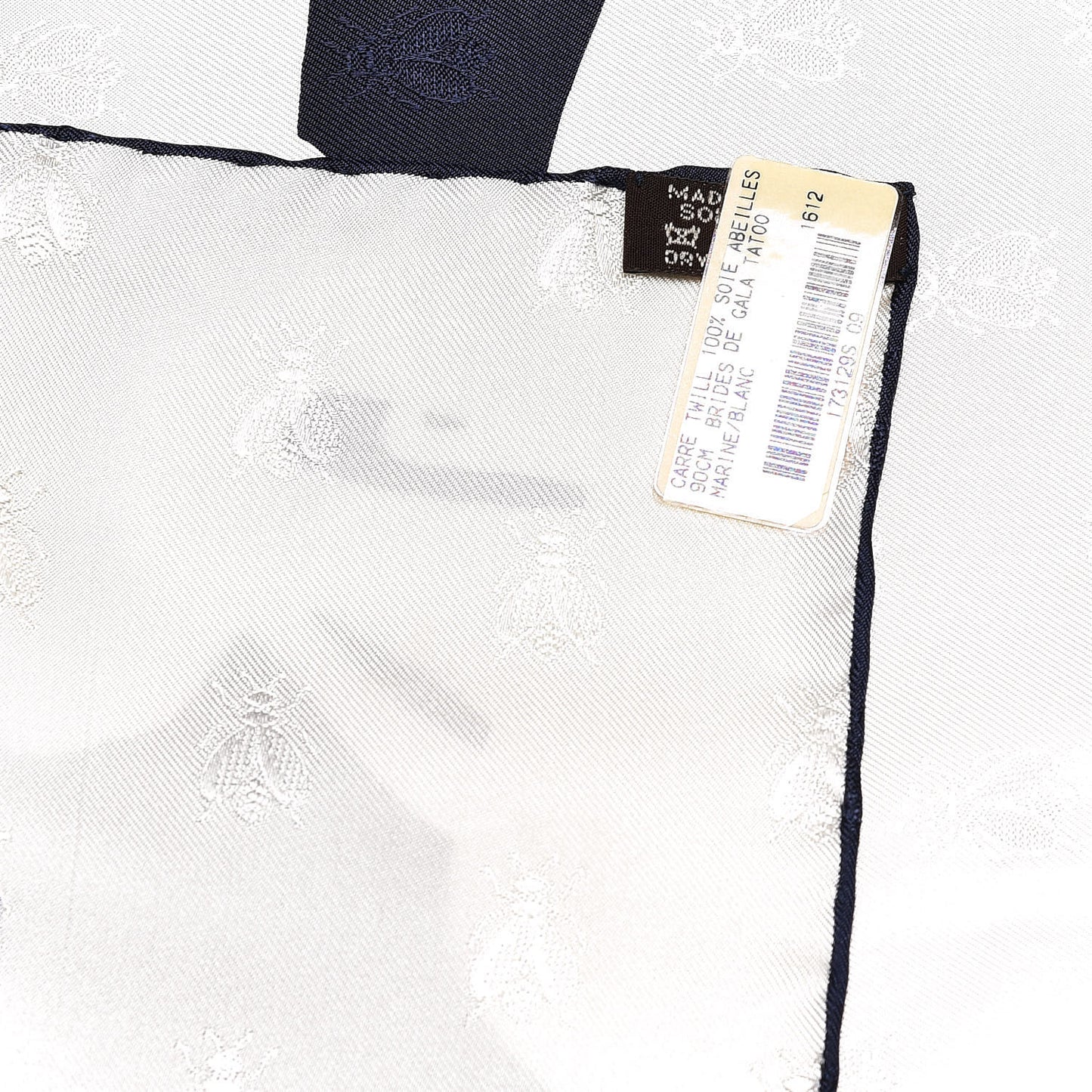 Silk Brides De Gala Tattoo Scarf 90 Marine Blanc