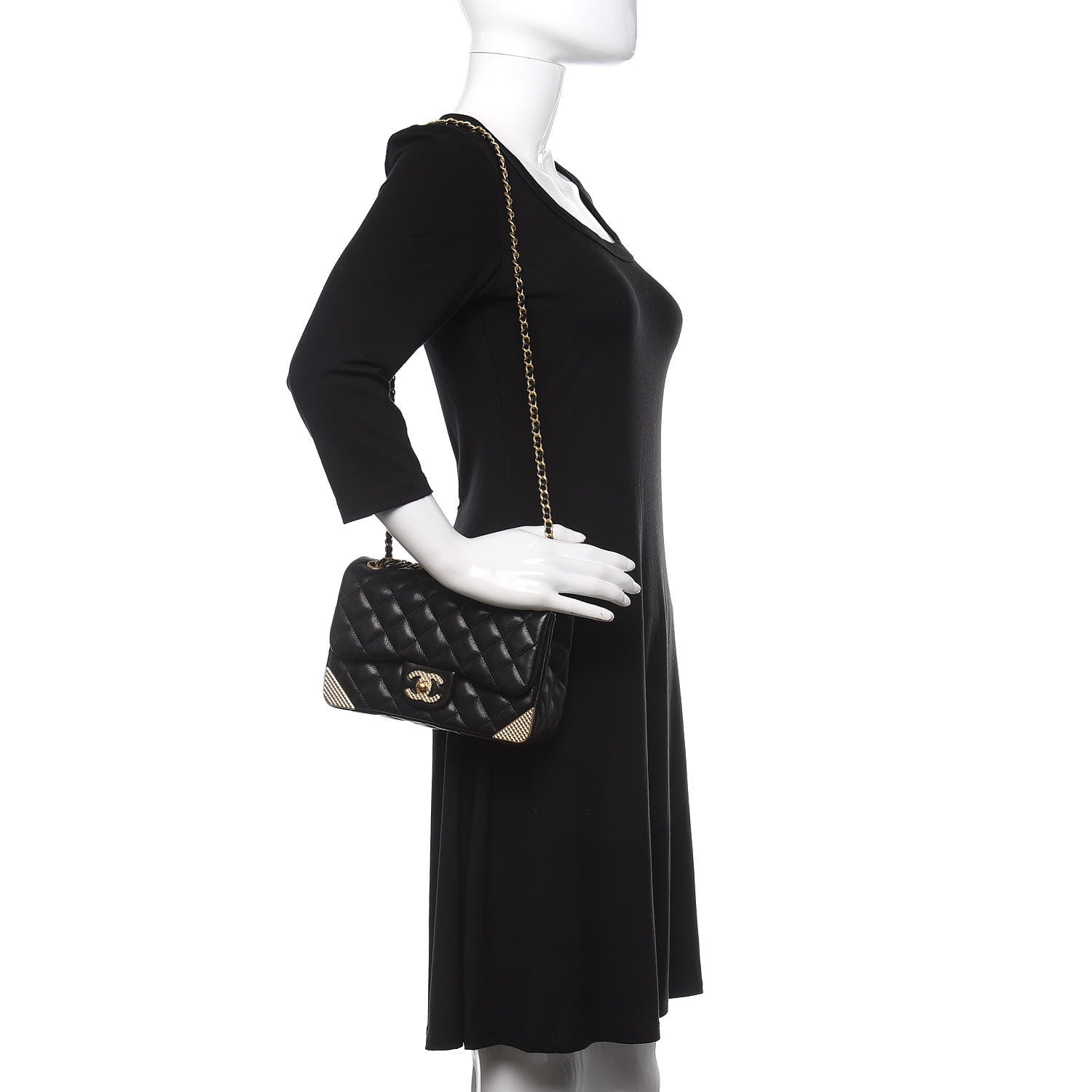 Chanel Calfskin Quilted Mini Rock The Corner Flap Black 2 of 10