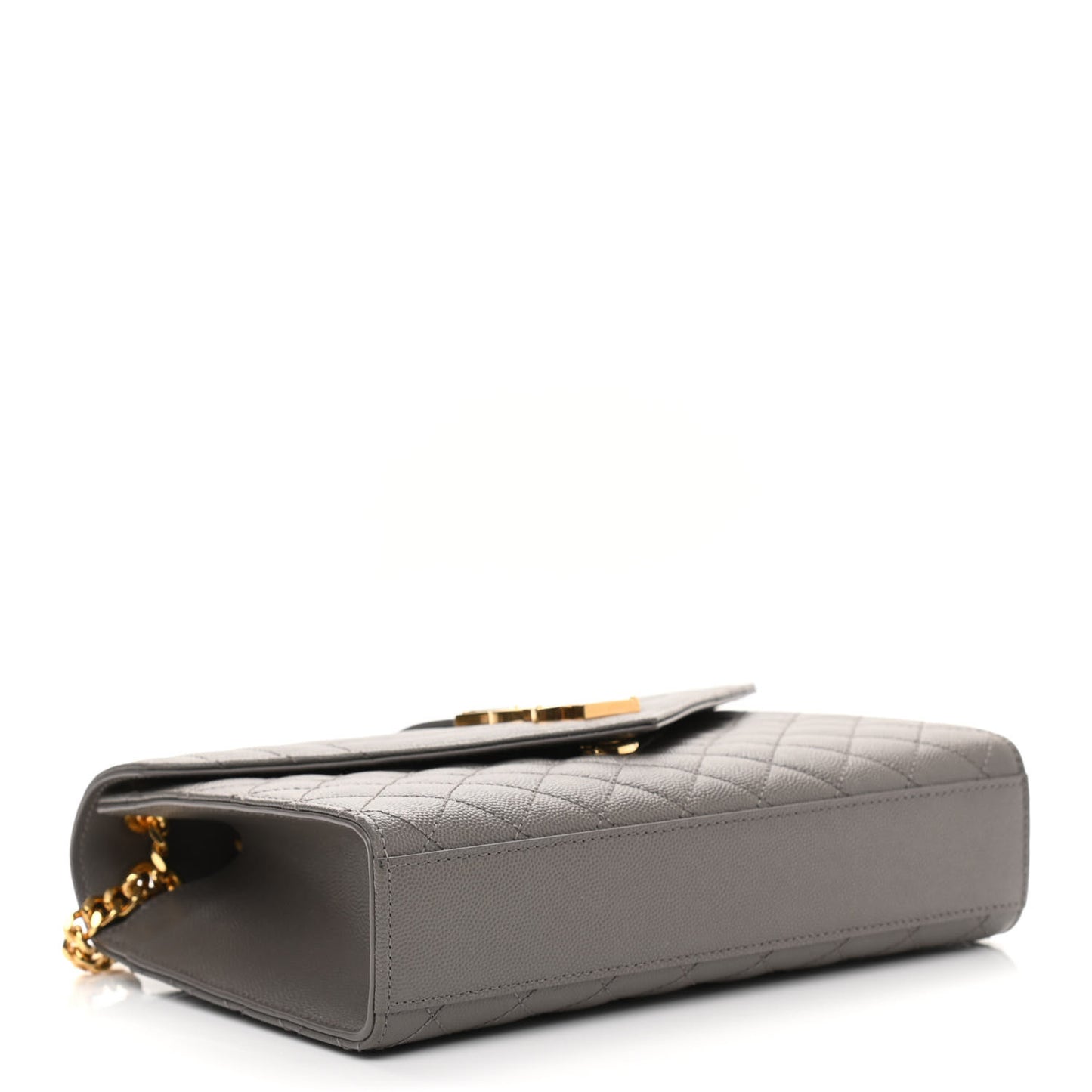 Grain De Poudre Textured Mixed Matelasse Medium Triquilt Monogram Satchel Fog
