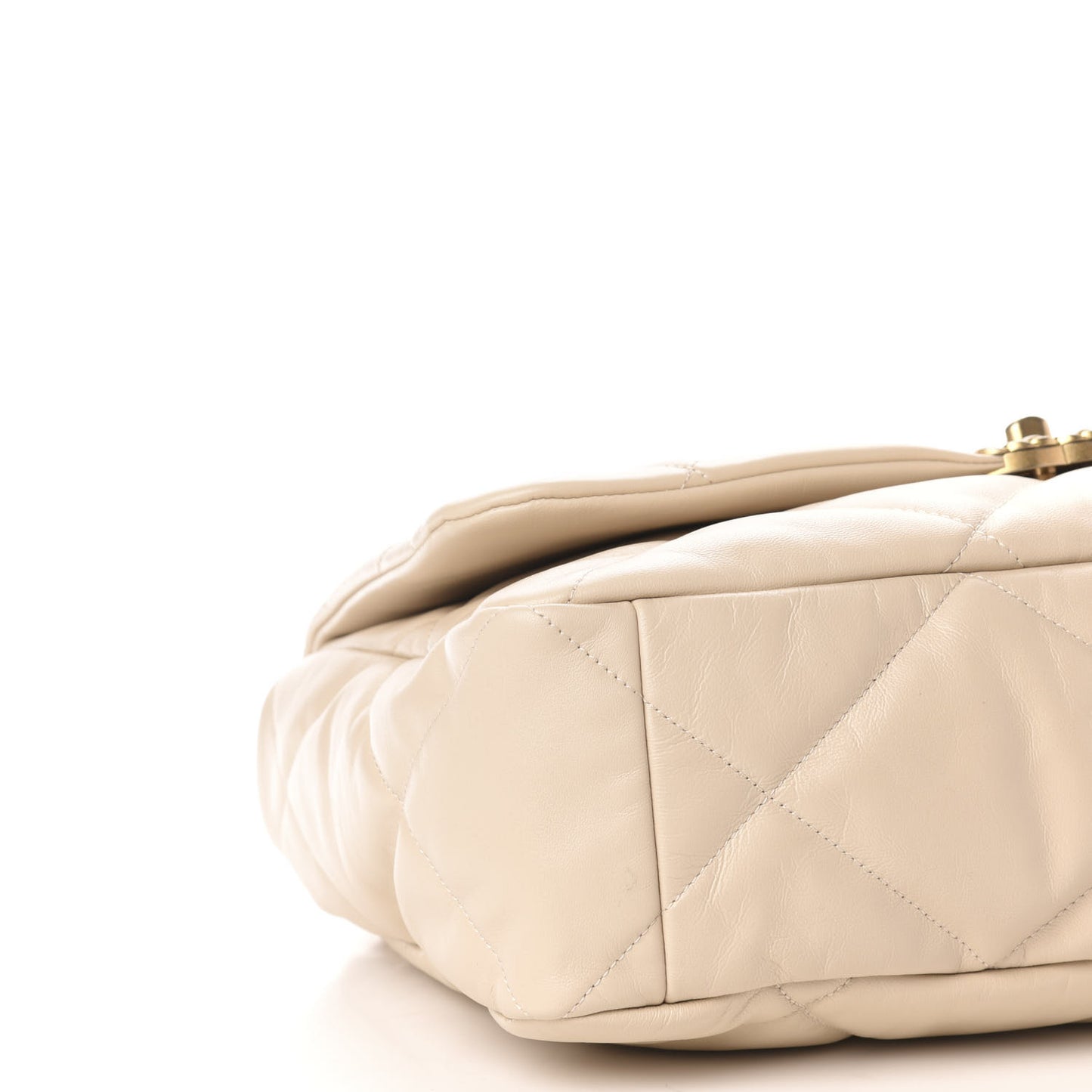 Goatskin Quilted Maxi 19 Flap Beige