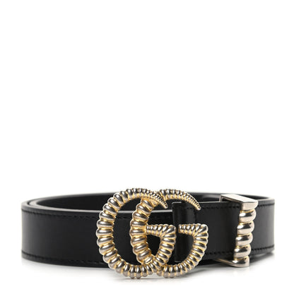 Gucci Moon Calfskin Torchon Double G 25mm Belt 75 30 Black 1 of 5