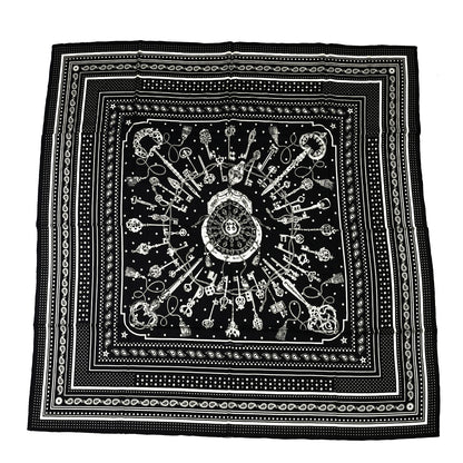 Hermes Cashmere Silk Les Cles Bandana Shawl 140 Black White 1 of 5