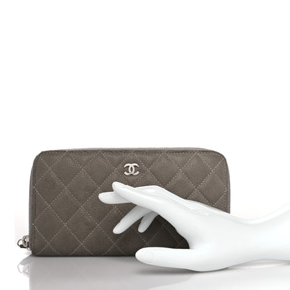 Chanel Caviar Quilted Large Gusset Zip Around Wallet Grey 2 of 15