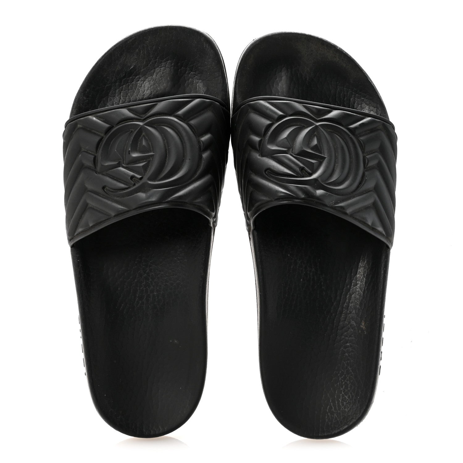 Gucci Rubber Matelasse Womens Slide Sandals 40 Black 2 of 7