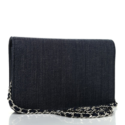 Chanel Canvas Deauville Wallet On Chain WOC Dark Blue 2 of 4