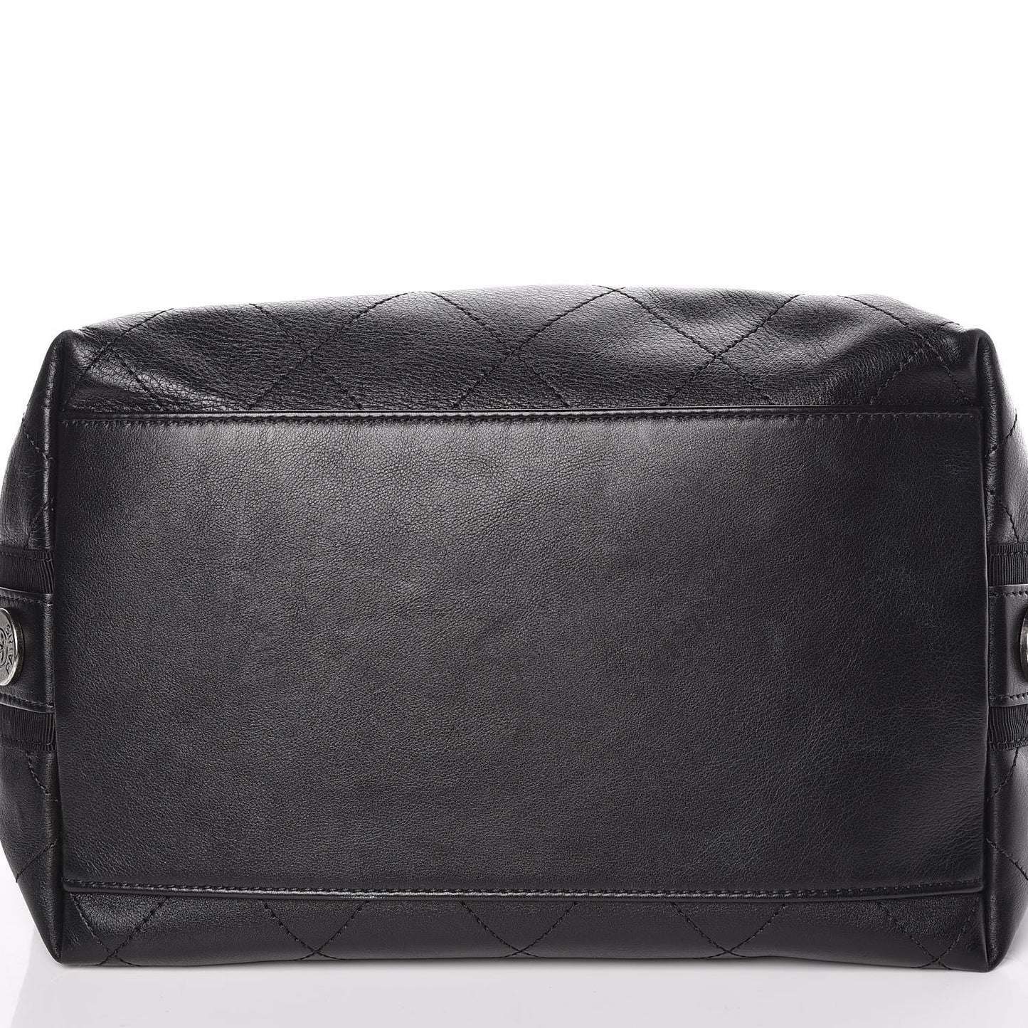 Calfskin Stitched Large Button Up Hobo Black