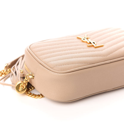 Saint Laurent Grain De Poudre Matelasse Monogram Mini Lou Camera Bag Dark Beige 8 of 9