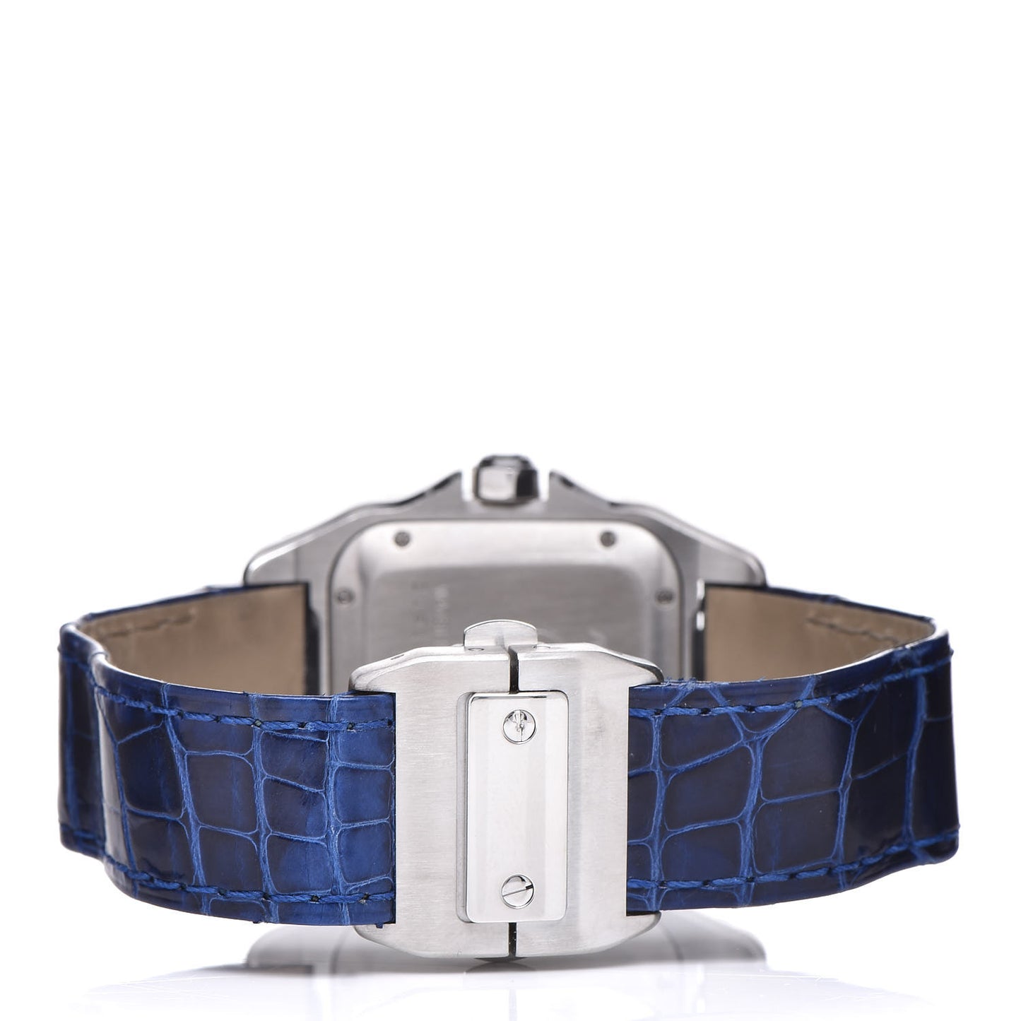 Stainless Steel Alligator 33mm Santos 100 Automatic Watch Blue