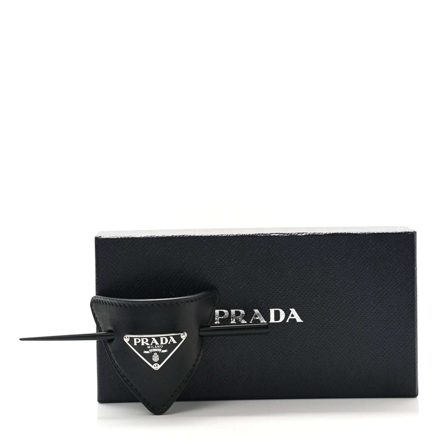 City Calfskin Hair Clip Black