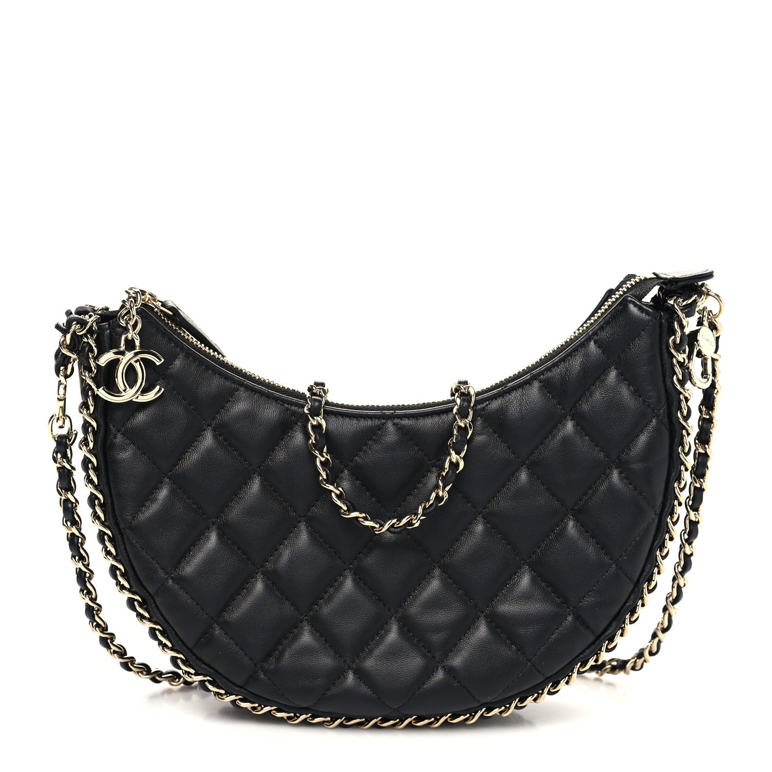 Chanel Lambskin Quilted Small Hobo Bag Black 1 of 10
