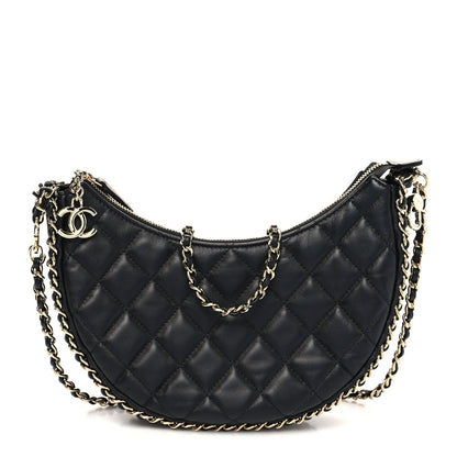 Chanel Lambskin Quilted Small Hobo Bag Black 1 of 10