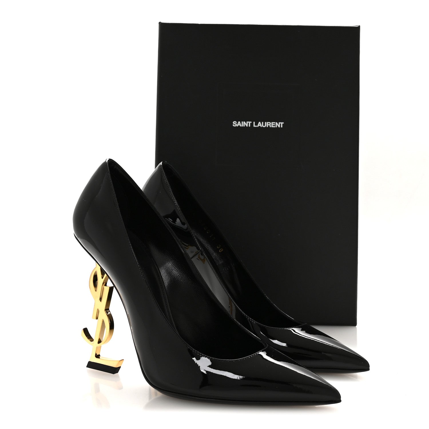 Saint Laurent Patent Opyum 110 Pumps 38 Black Gold 9 of 9