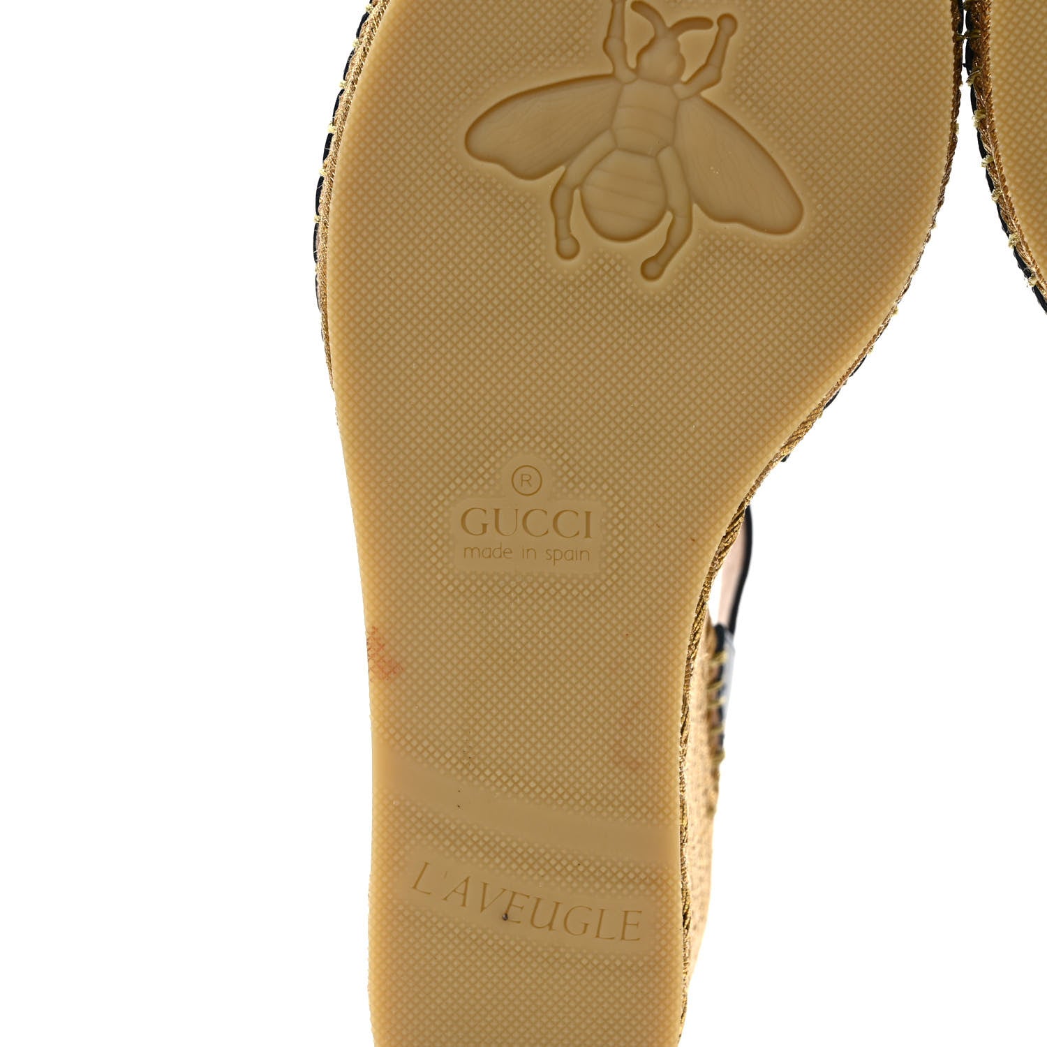 Gucci Calfskin Espadrille Platform 95 Wedge Sandals 38 Blu Agata Oro Vecchi 6 of 9