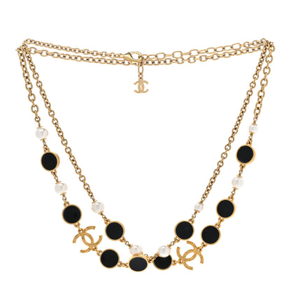 Chanel Pearl Resin CC Long Necklace Gold Black 3 of 6
