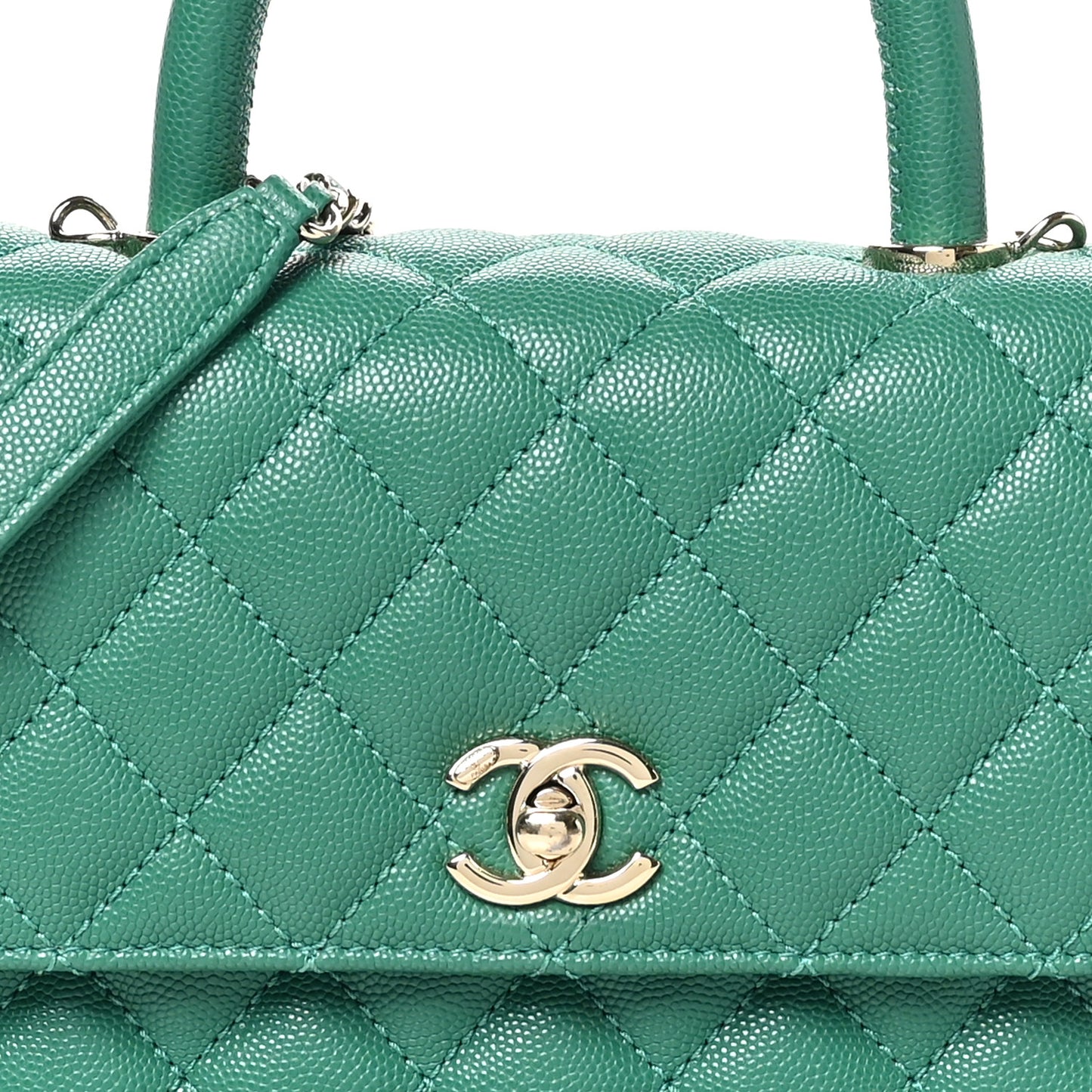 Caviar Quilted Mini Coco Handle Flap Green