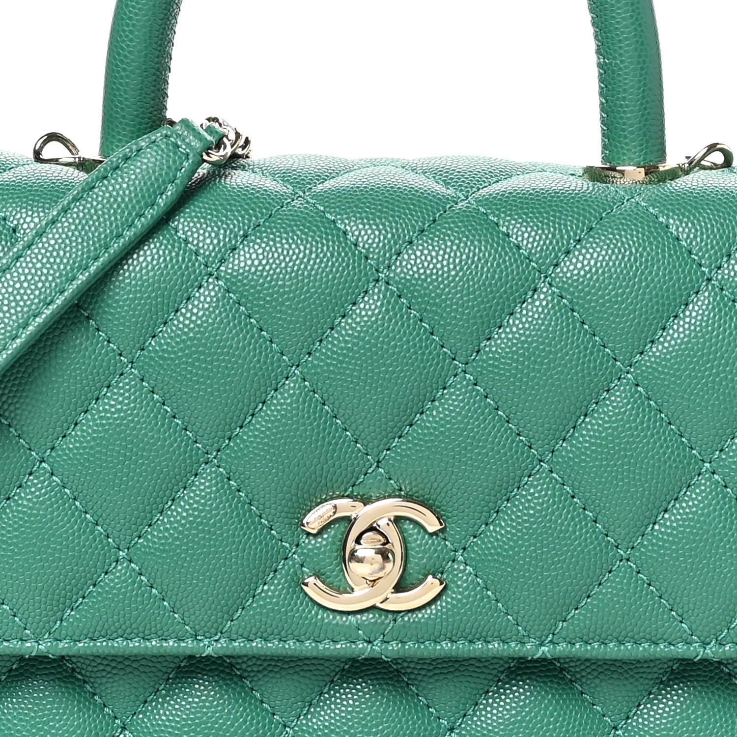 Chanel Caviar Quilted Mini Coco Handle Flap Green 8 of 10