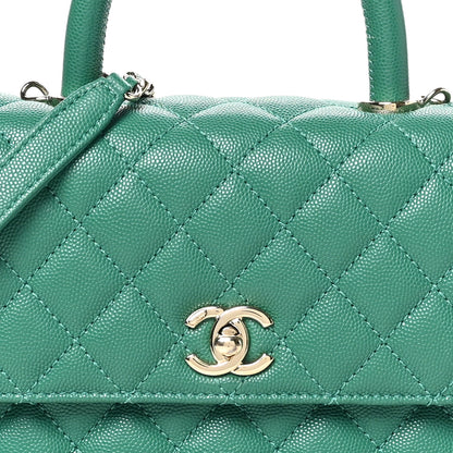 Chanel Caviar Quilted Mini Coco Handle Flap Green 8 of 10