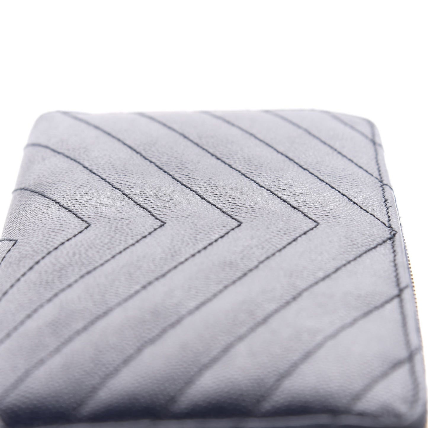 Grain De Poudre Matelasse Chevron Monogram Zip Around Wallet Navy