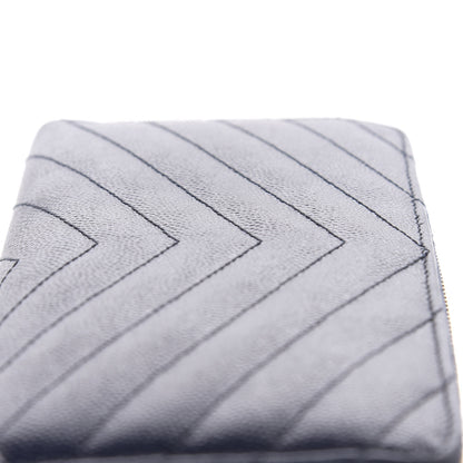 Saint Laurent Grain De Poudre Matelasse Chevron Monogram Zip Around Wallet Navy 11 of 11