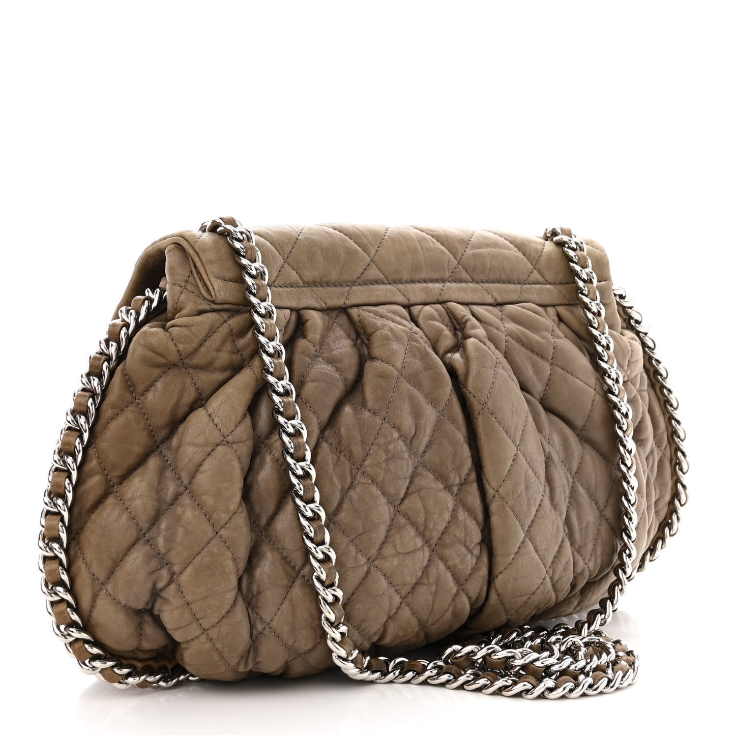 Washed Lambskin Quilted Large Chain Around Messenger Taupe