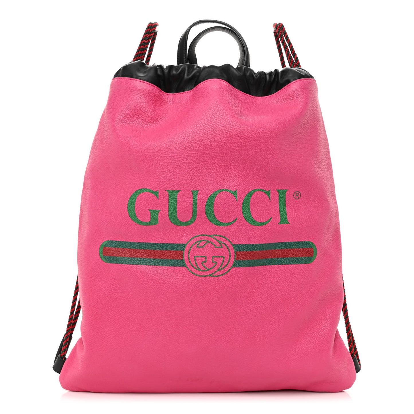 Grained Calfskin Logo Drawstring Backpack Box Pink Green Black