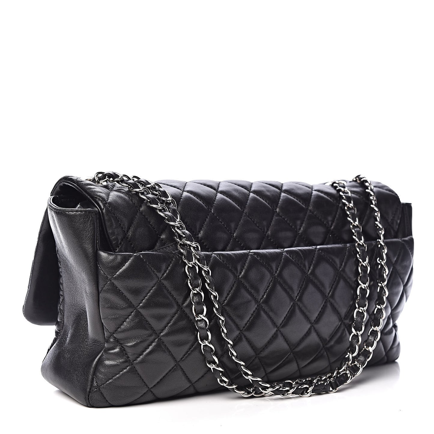 Lambskin Quilted Jumbo Coco Rain Flap Black