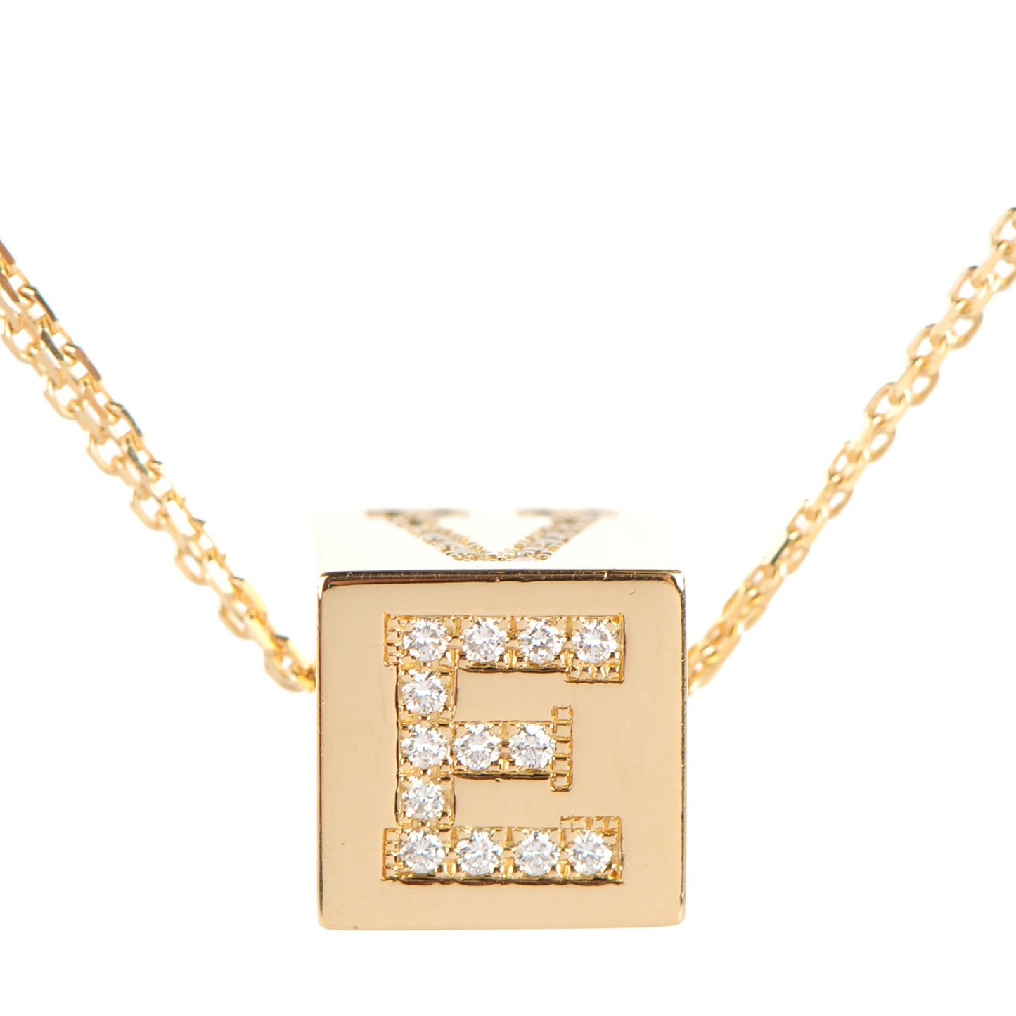 18K Yellow Gold Diamond Ice Cube Love Necklace