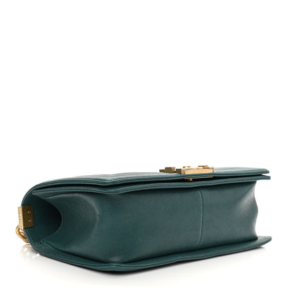 Chanel Caviar Quilted Medium Boy Flap Dark Green 3 of 9