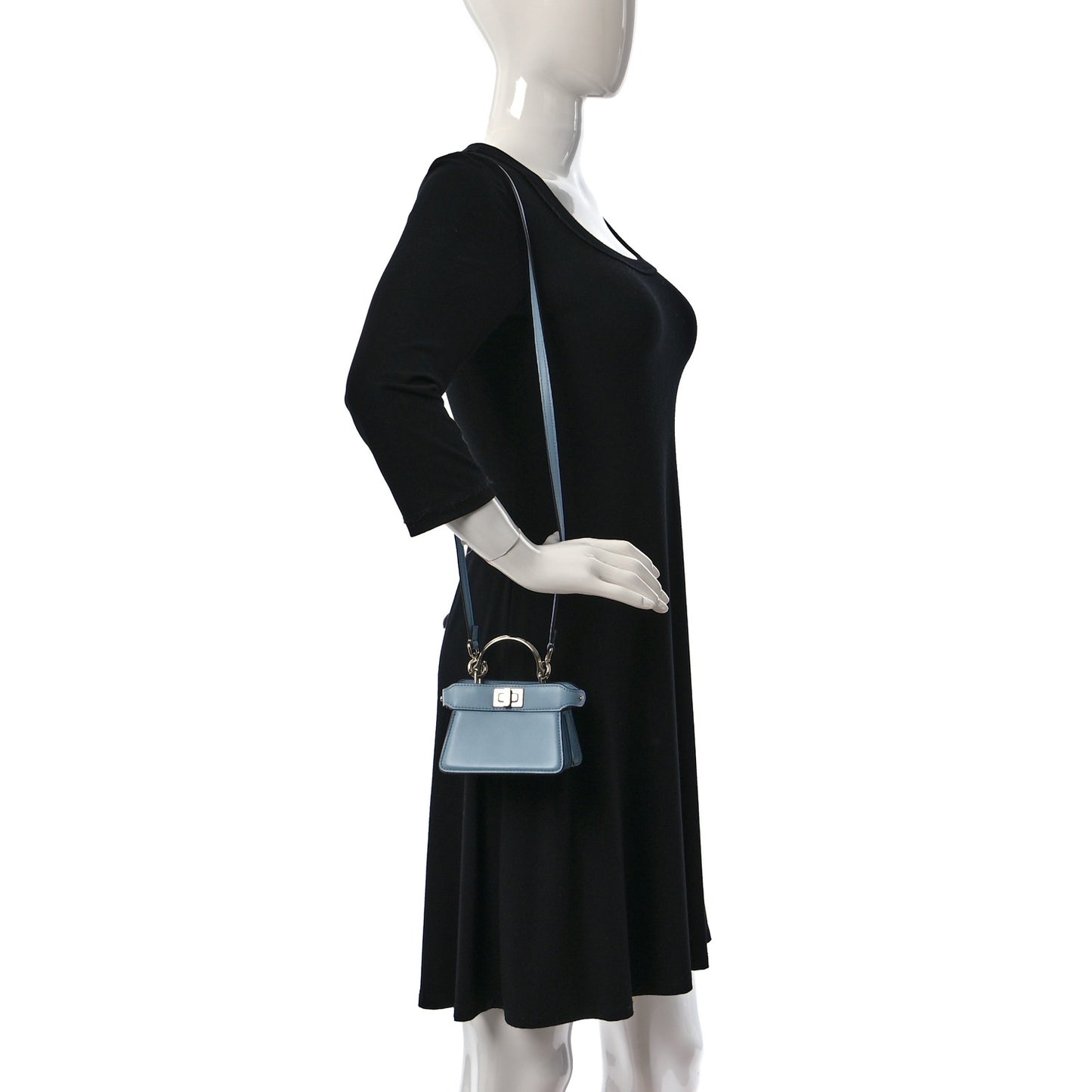 Shiny Nappa Nano Peekaboo Maxi Handle Satchel Azzurro Baby