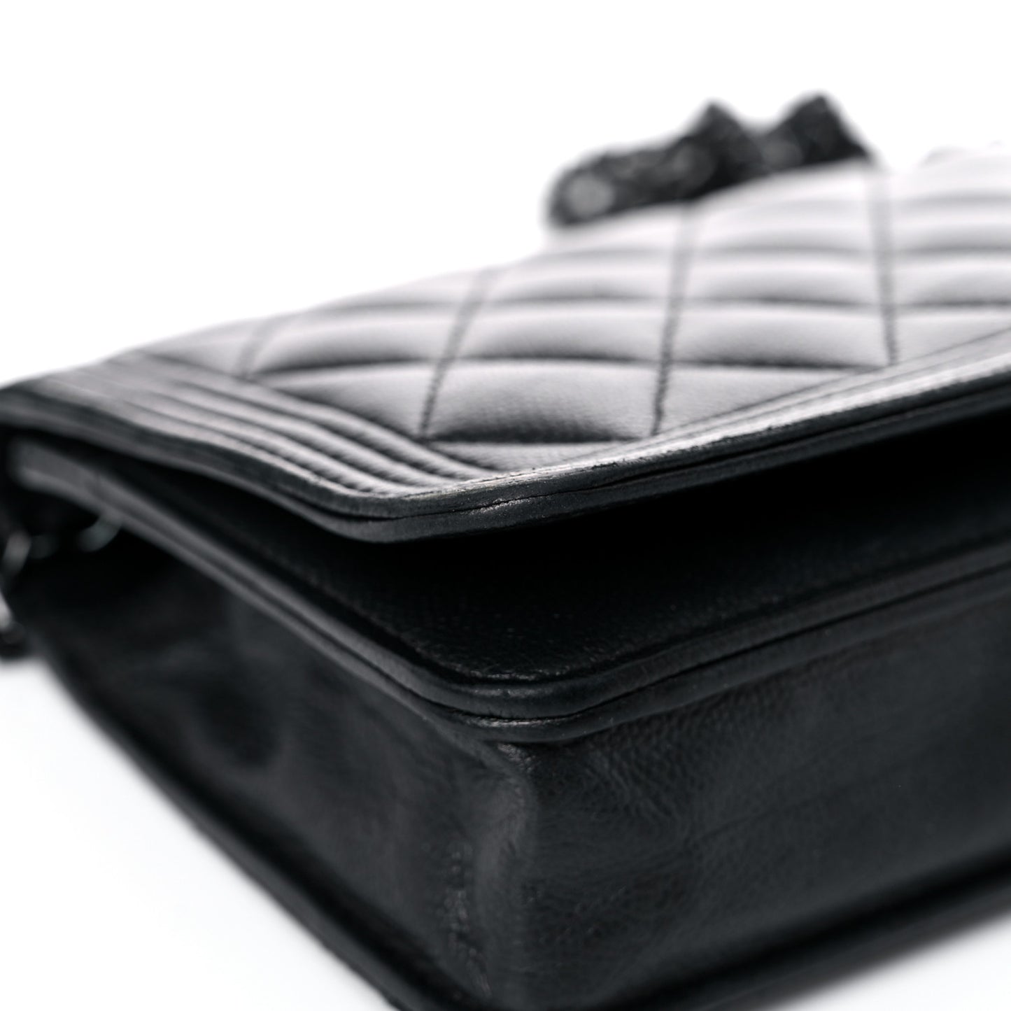 Caviar Quilted Boy Wallet On Chain WOC So Black