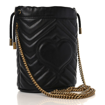 Gucci Calfskin Matelasse Mini GG Marmont 2.0 Bucket Bag Black 3 of 10