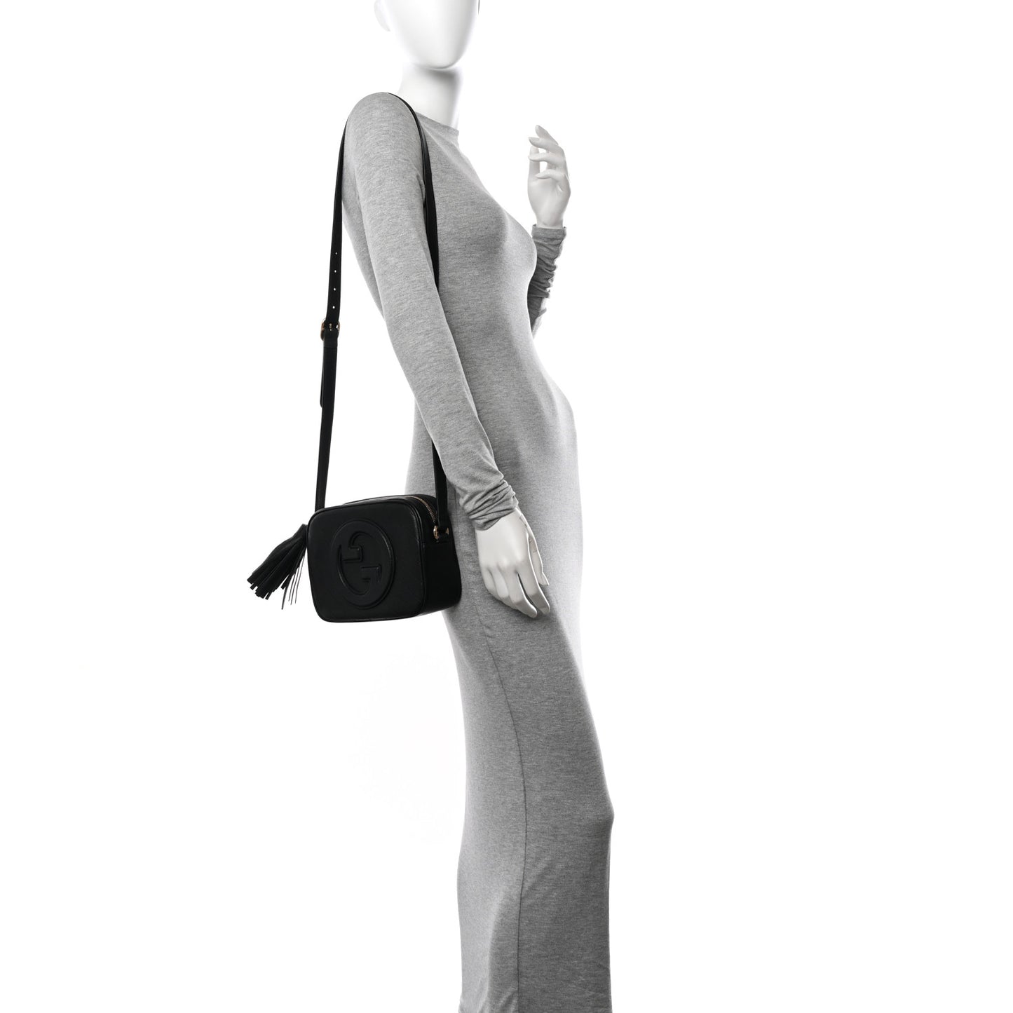 Sakai Be Green Calfskin Diagonal Stitched Small Blondie Shoulder Bag Black