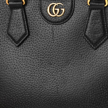 Gucci Textured Dollar Calfskin Web Small Diana Tote Bag Black Dusty Grey 17 of 22