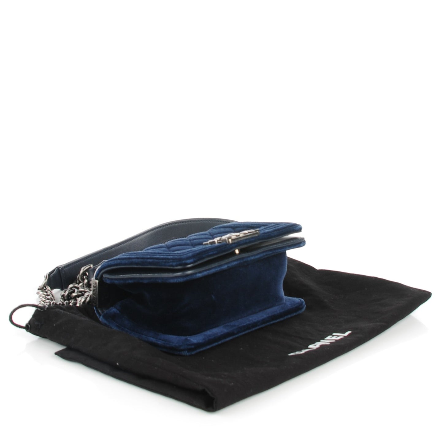 Velvet Quilted Mini Boy Flap Navy