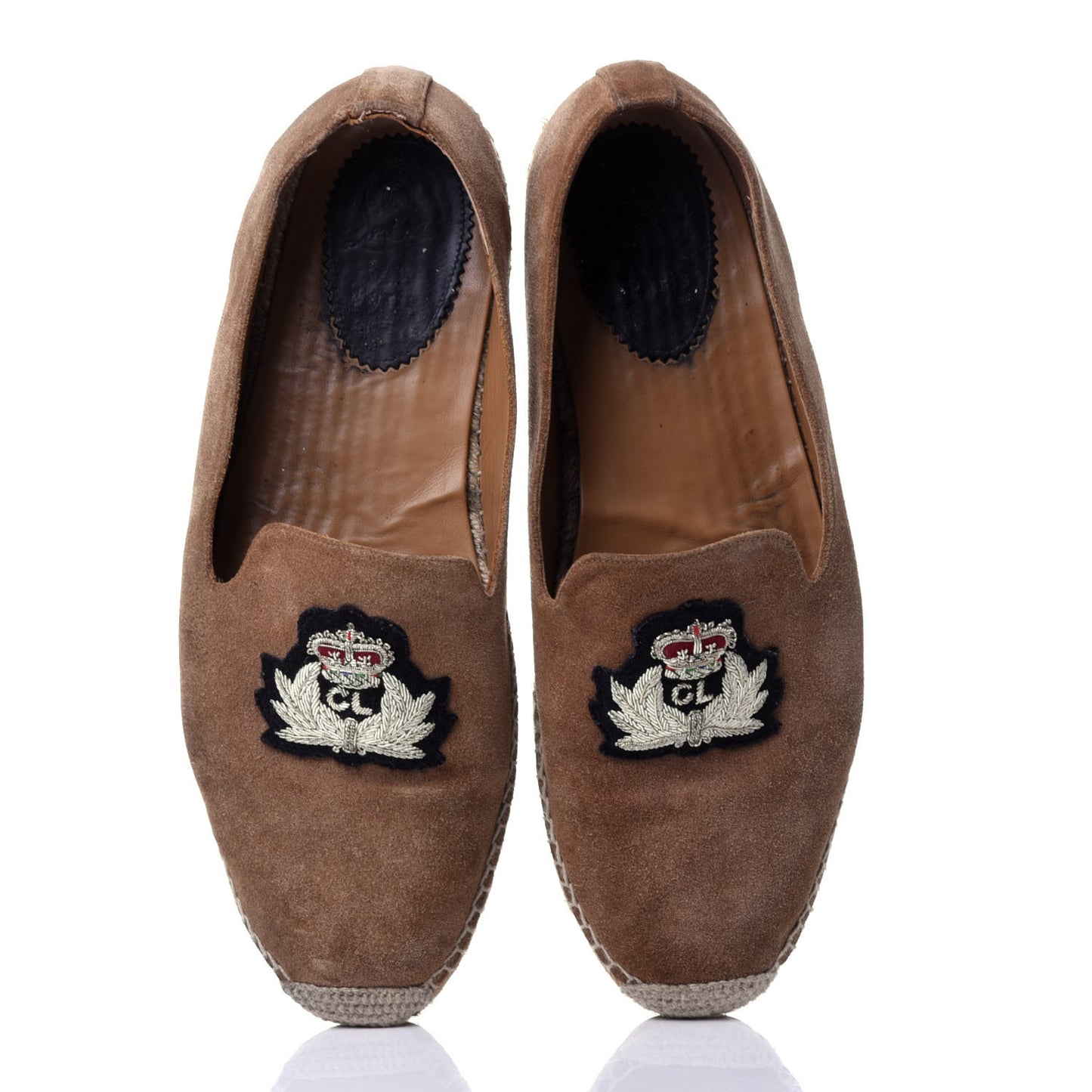 Calfskin Suede Mens Rivalion Flat Espadrilles 45 Brown