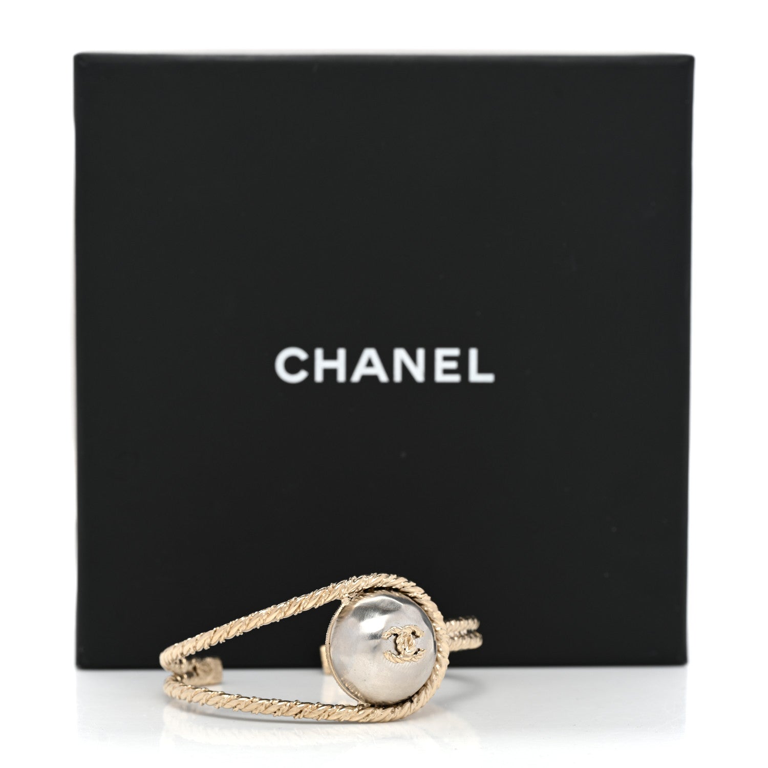 Chanel Pearl CC Rope Loop Cuff Bracelet Gold 5 of 5