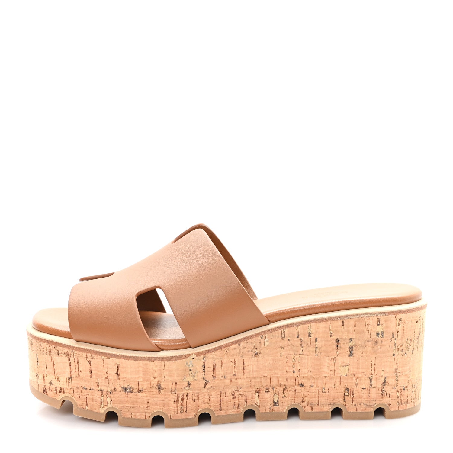 Hermes Calfskin Cork Eze 30 Sandals 38 Marron Glaise 1 of 10