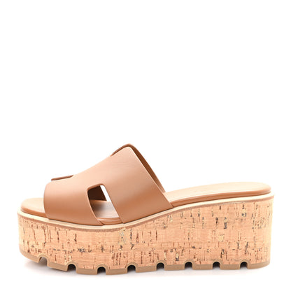 Hermes Calfskin Cork Eze 30 Sandals 38 Marron Glaise 1 of 10