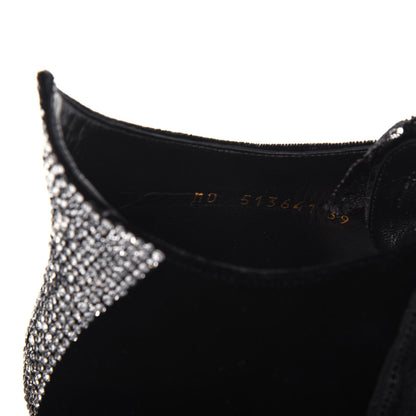 Saint Laurent Velluto Master Crystal Embellished Blaze 45 La Strass Ankle Boots 39 Black 8 of 9