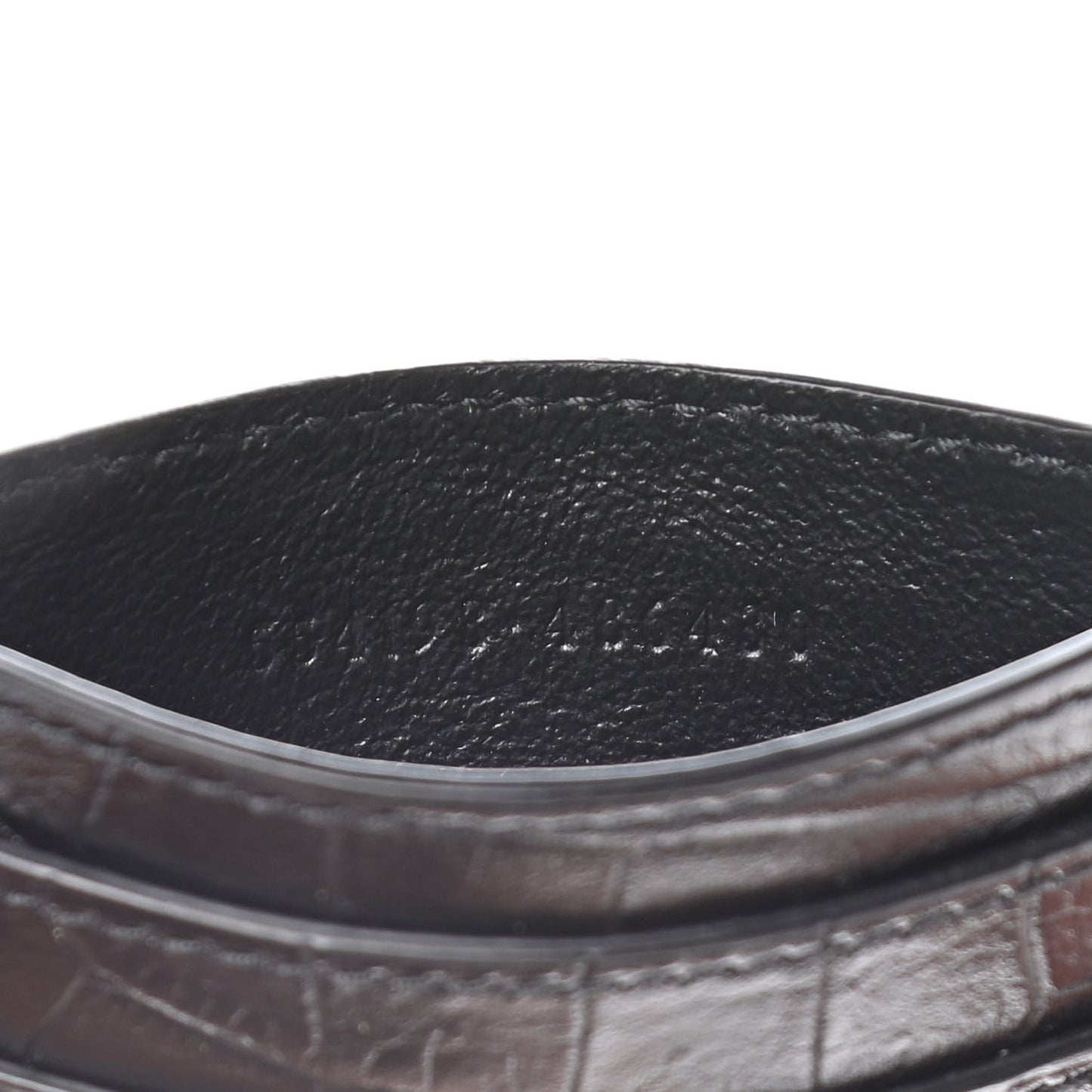 Calfskin Crocodile Embossed Skull Card Holder Black