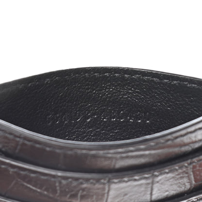 Alexander McQueen Calfskin Crocodile Embossed Skull Card Holder Black 6 of 9