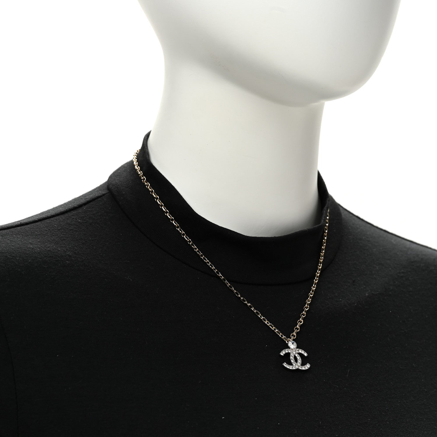 Chanel Crystal CC Necklace Gold Silver 2 of 6