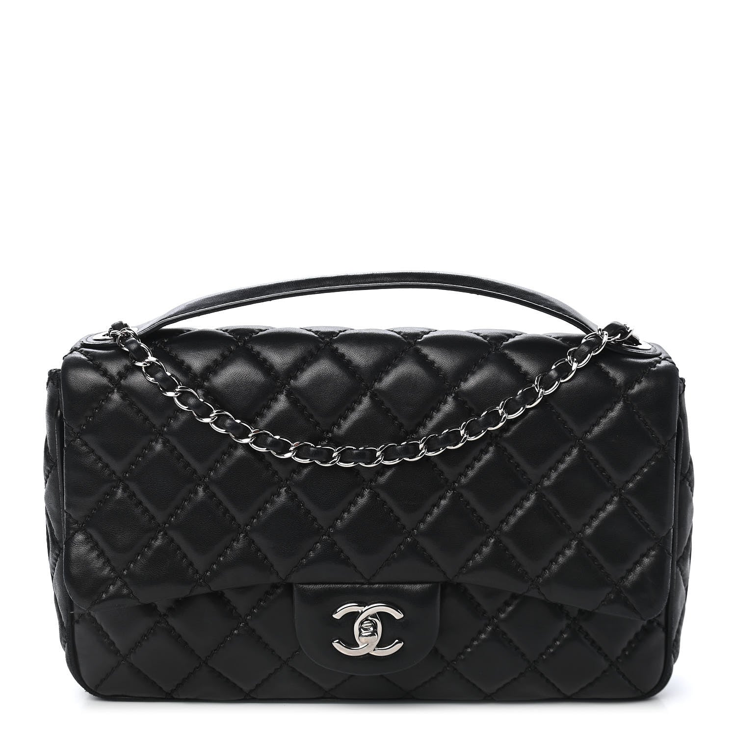 Chanel Lambskin Quilted Jumbo Easy Carry Flap Black 1 of 9
